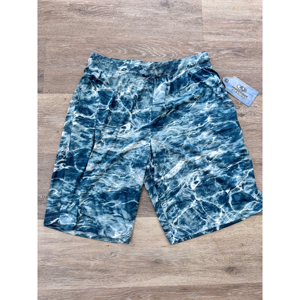 Mossy Oak Fishing Elements Agua‎ Blue Water Camo Shorts Mens Medium New NWT